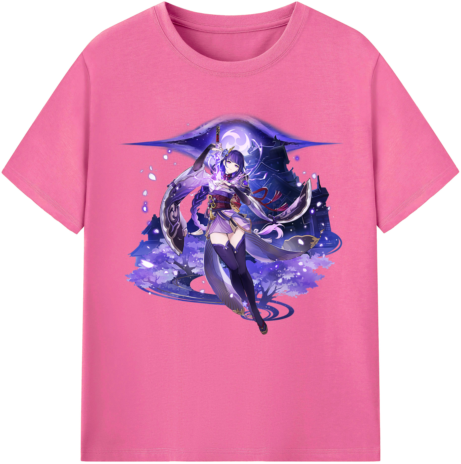 げんし神 雷電将軍 らいでんしょうぐん genshin Raiden Shogun レディースカジュアルプリントTシャツ（綿100％）